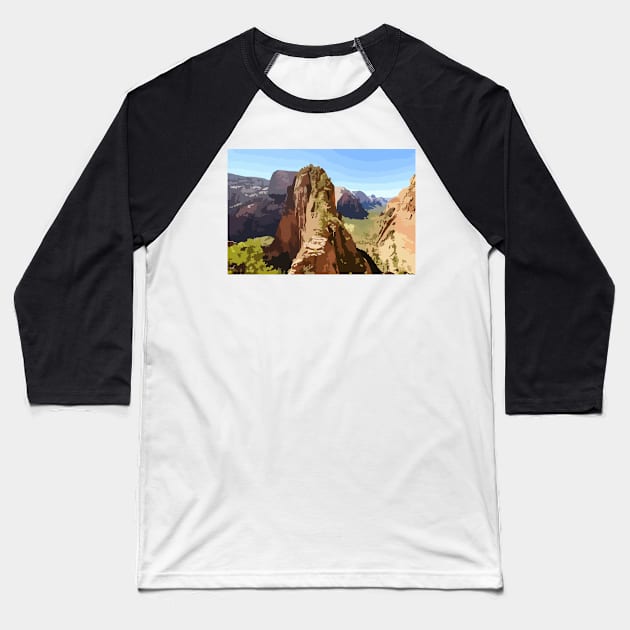 Zion National Park Digital Painting Baseball T-Shirt by gktb